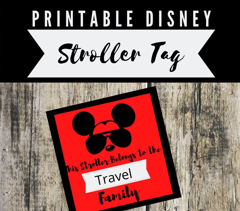 Disney Stroller Tag Printable Red | Etsy