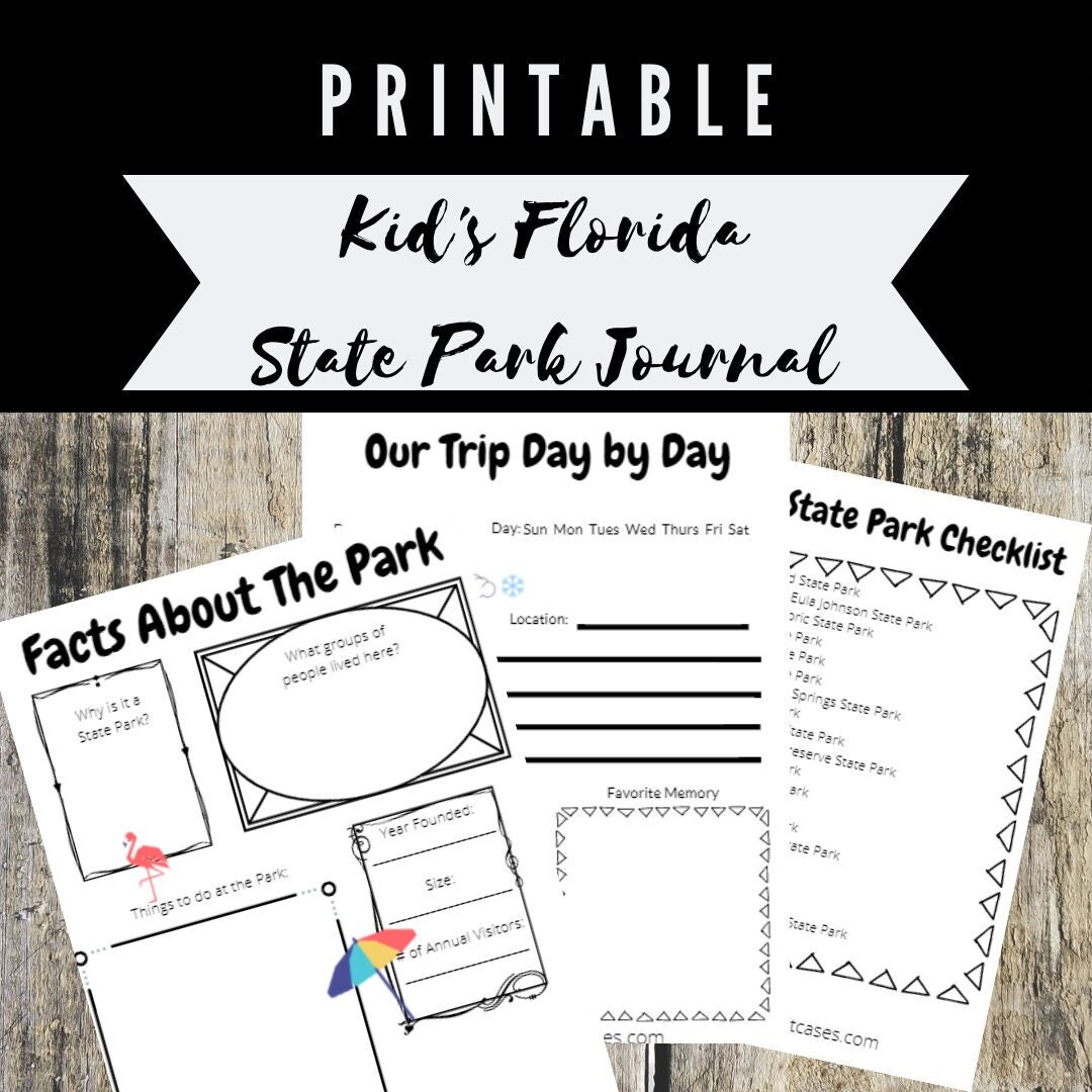 Kid's Printable Florida State Park Journal Ink Saver | Etsy