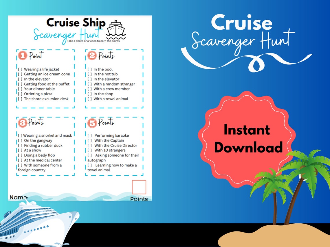 Cruise Scavenger Hunt Printable Download Cruise Printable PDF File