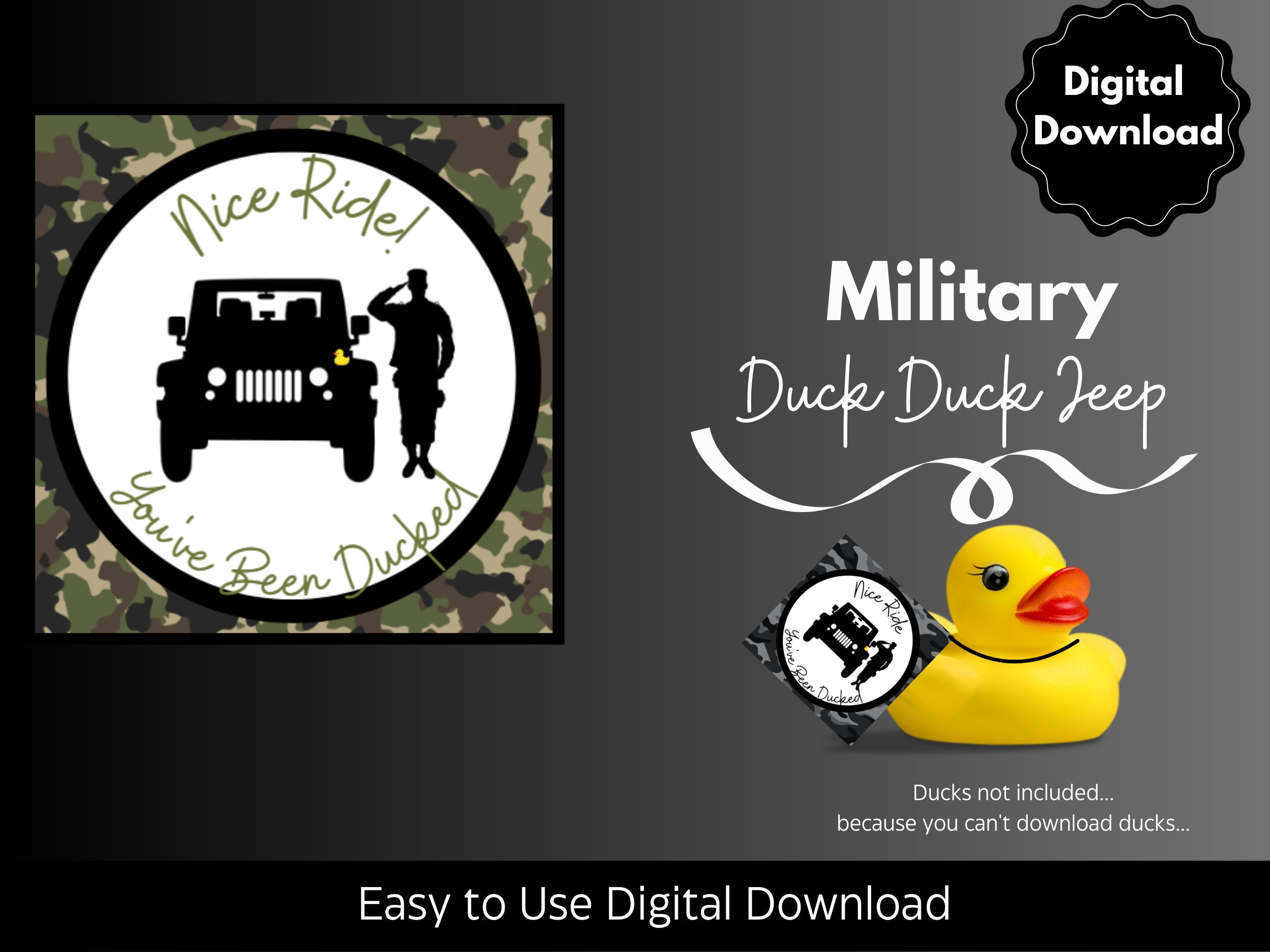 Jeep Ducks Digital Download Printable Tag Template Jeeping Ducks Military Ducks Duck Duck Jeep