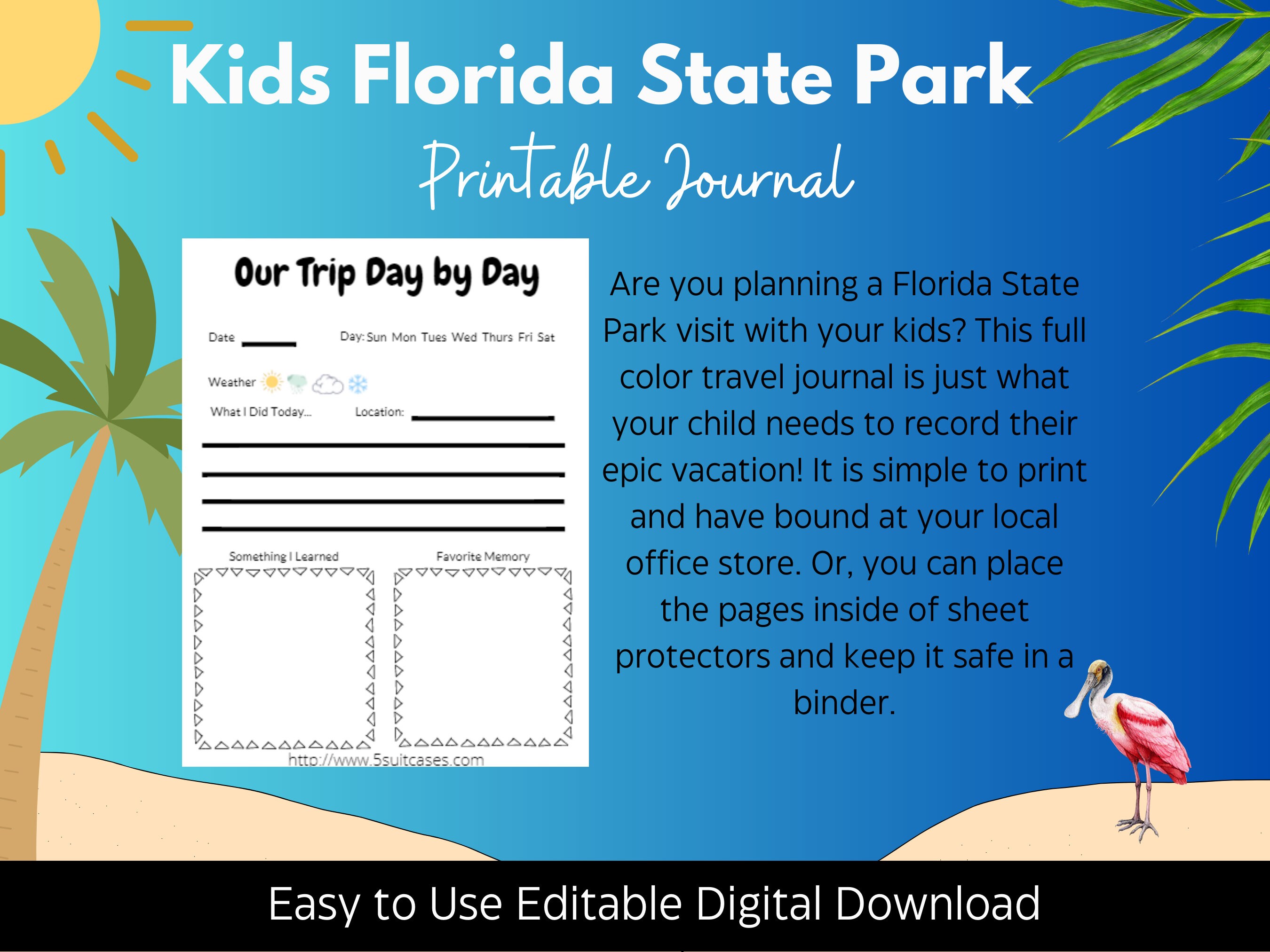 Kid's Printable Florida State Park Journal-- Ink Saver Edition - Etsy