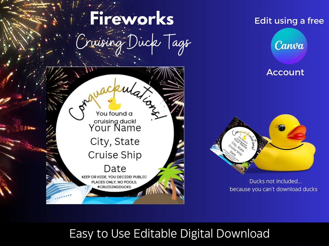 Fireworks Cruising Duck Tags Cruising Ducks Digital Download printable