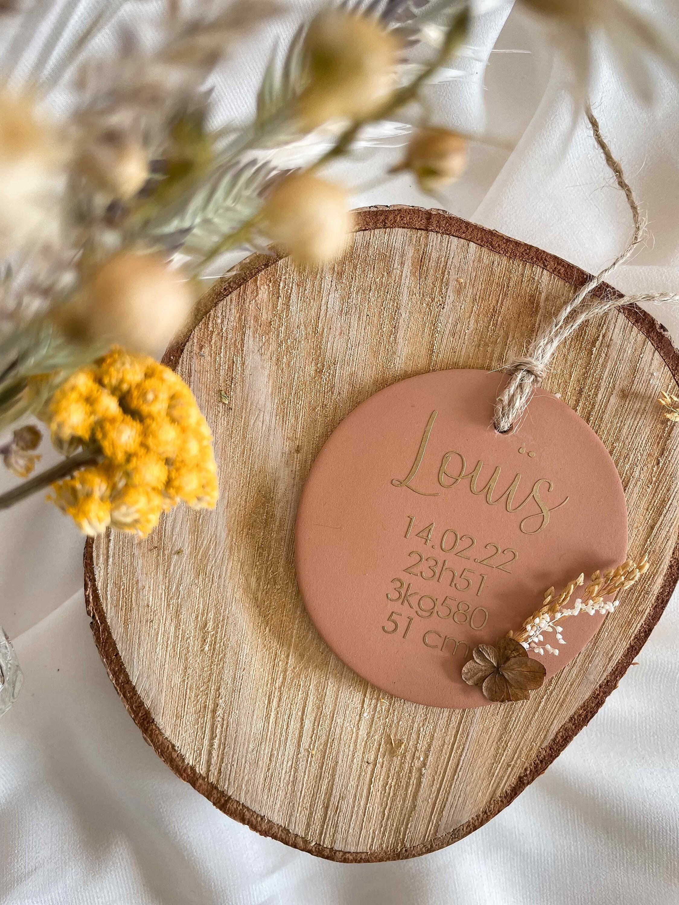 Cadeau de Naissance/Faire Part - Suspension Argile