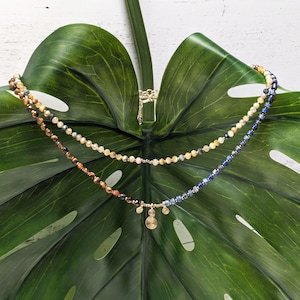 Gift for Her // Skinny Gemstone Strength & Wisdom Layering Necklaces, Sold Separately // Tigers Eye, Lapis Lazuli // Handmade