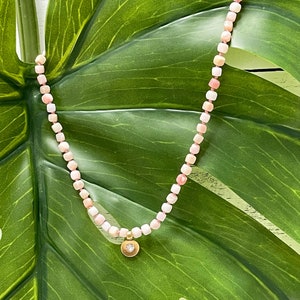 Gift for Her // Pink Opal Silk Knotted Necklace, Swarovski Crystal Pendant // Natural Gemstone Jewelry // Love and Peace Energy // Handmade