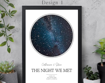 Personalized Star Map Print - Night Sky Gift, Framed A4