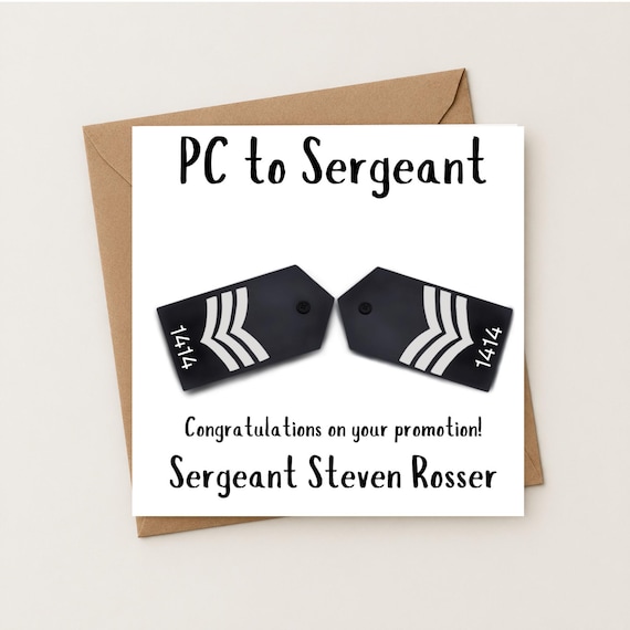 Personalised Police Promotion Card - New Job | Promotion | Congratulations | Emergency Services | Inspector | Sergeant