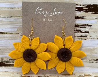 Large Sunflower Earrings-We are Gardens Collection