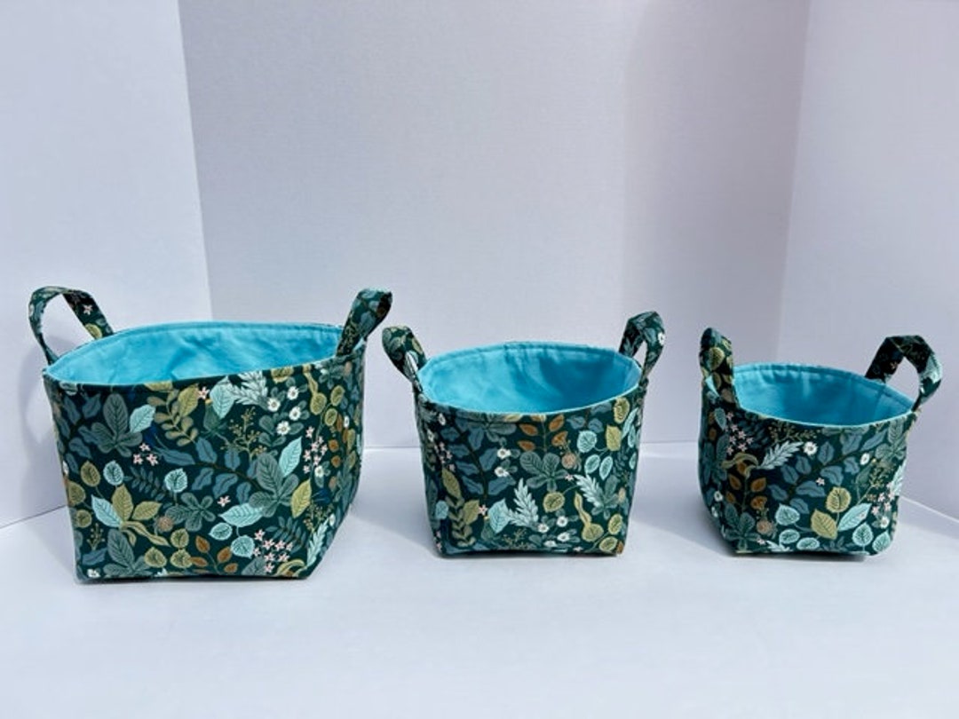 Fabric Basketsrifle Paper Vintage Garden Verte in Hunter Greenstorage