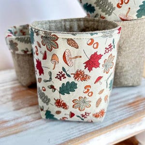 Mini Linen Fabric Basket Liberty Fabric Woodland Forest