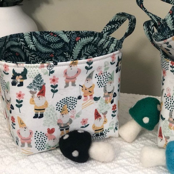 Gnomes in the Garden Fabric Basket