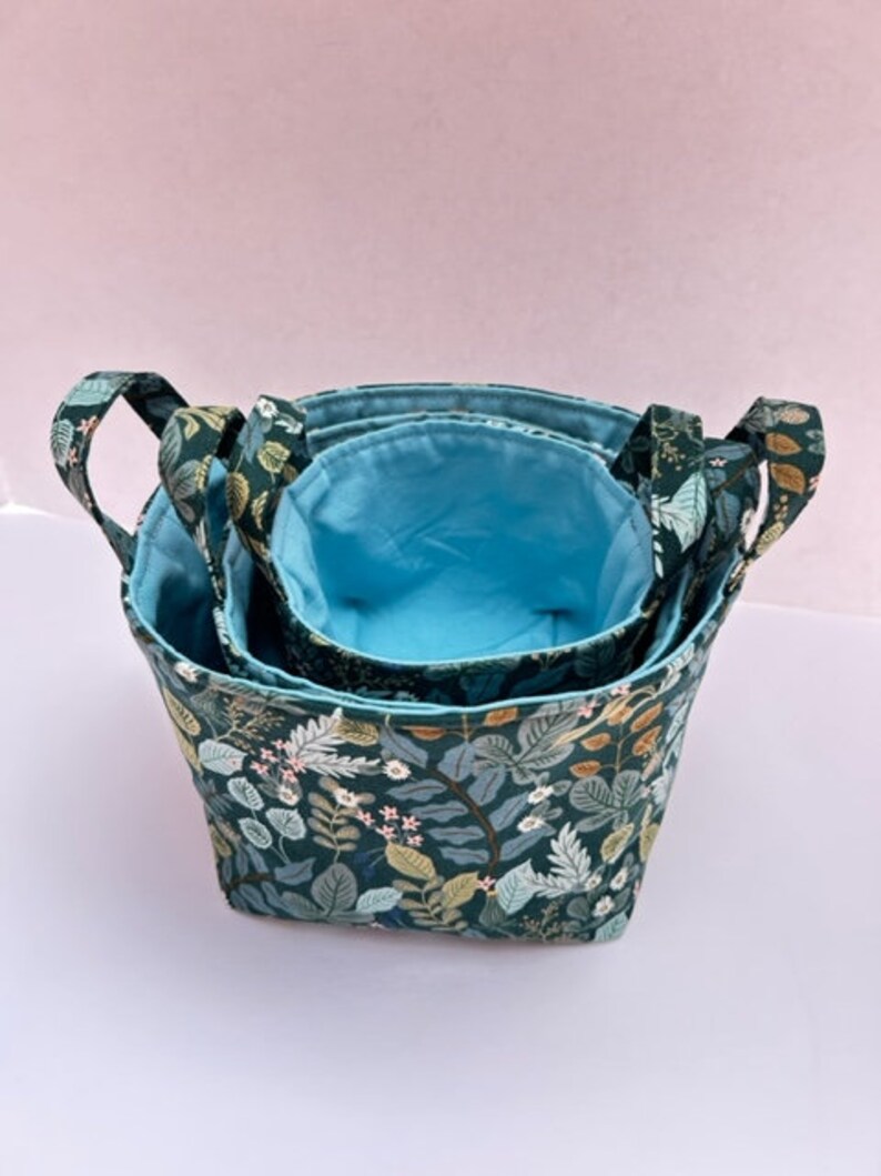 Fabric Basketsrifle Paper Vintage Garden Verte in Hunter Greenstorage