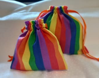 Fabric Gift Bag Handmade from a Rainbow Coloured Fabric