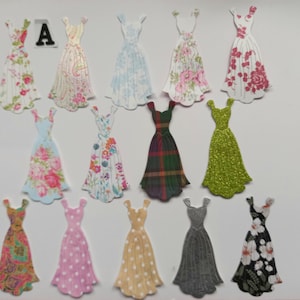 Vestidos troquelados en varios diseños, patrones y adornos
