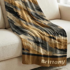 Personalized Sable Tiger Trails Blanket – Custom Name Coral Fleece Throw, Safari & Boho Decor