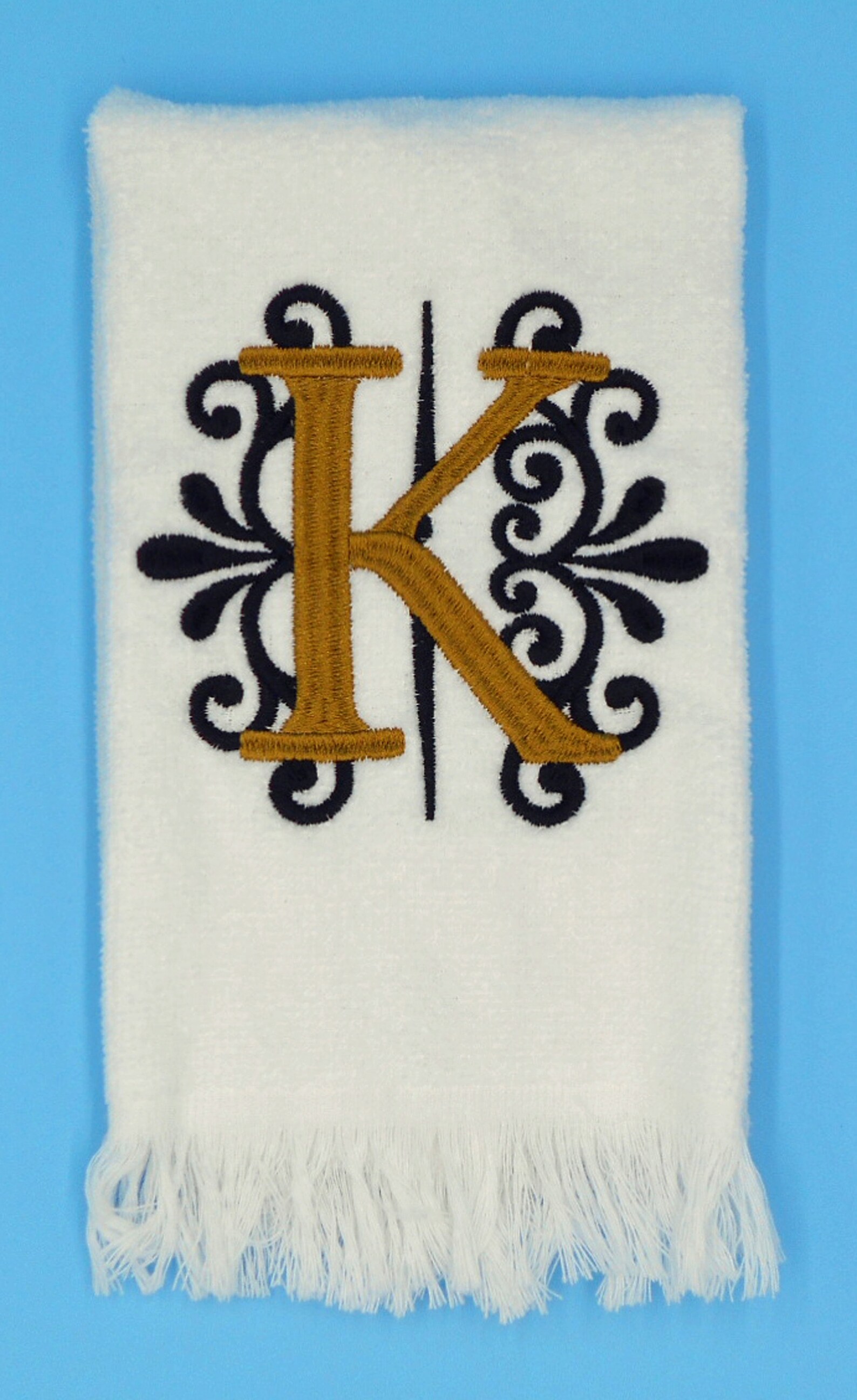 Monogrammed Black and Gold Hand Towel Etsy