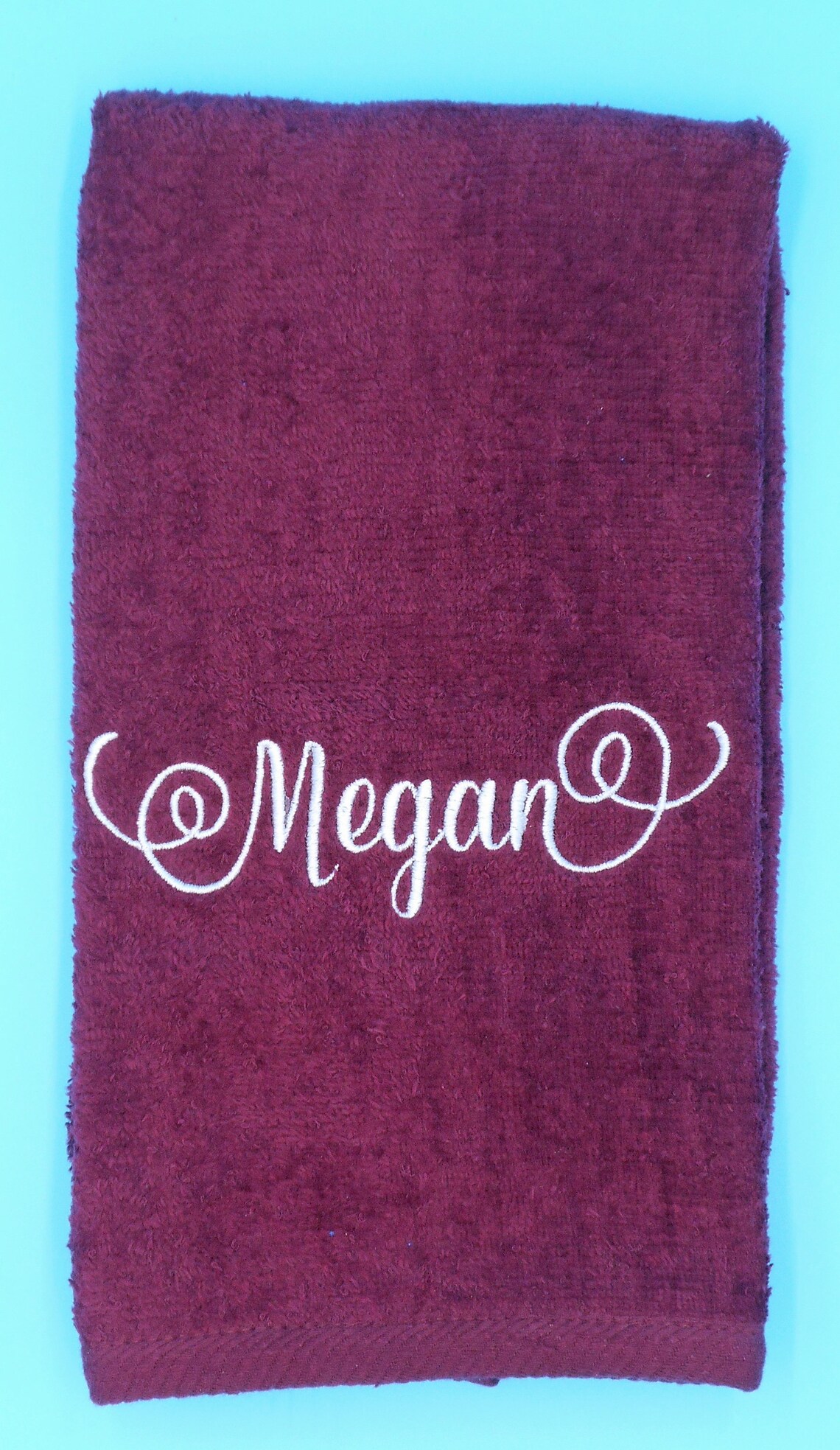 Personalized Embroidered Burgundy Hand Towel Etsy