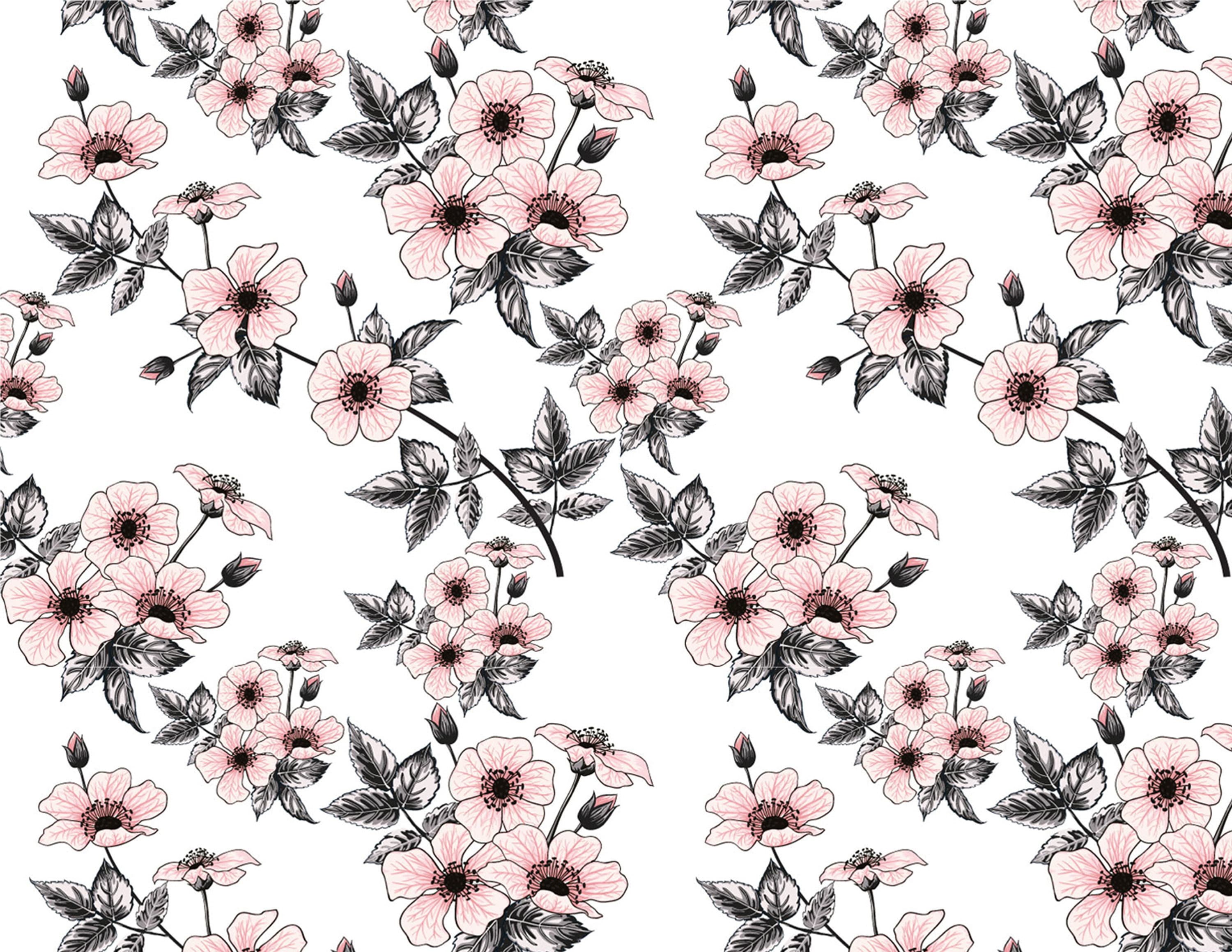 Dollhouse Wallpaper 1/12 Scale Pink Wild Flower Printable Download 8.5