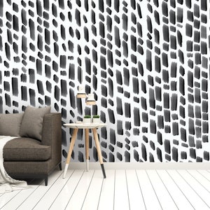 Dollhouse Wallpaper 1/12 scale Black and White Hand drawn Ink Stripe Printable Download 8.5 x 11 and 11 x 17 digital sheet farmhouse Diorama