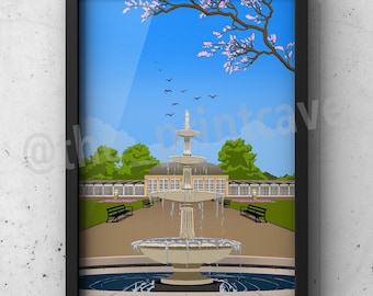 Sheffield Botanical Garden Print |  Minimalist Glass Pavilions Artwork | A5 A4 A3