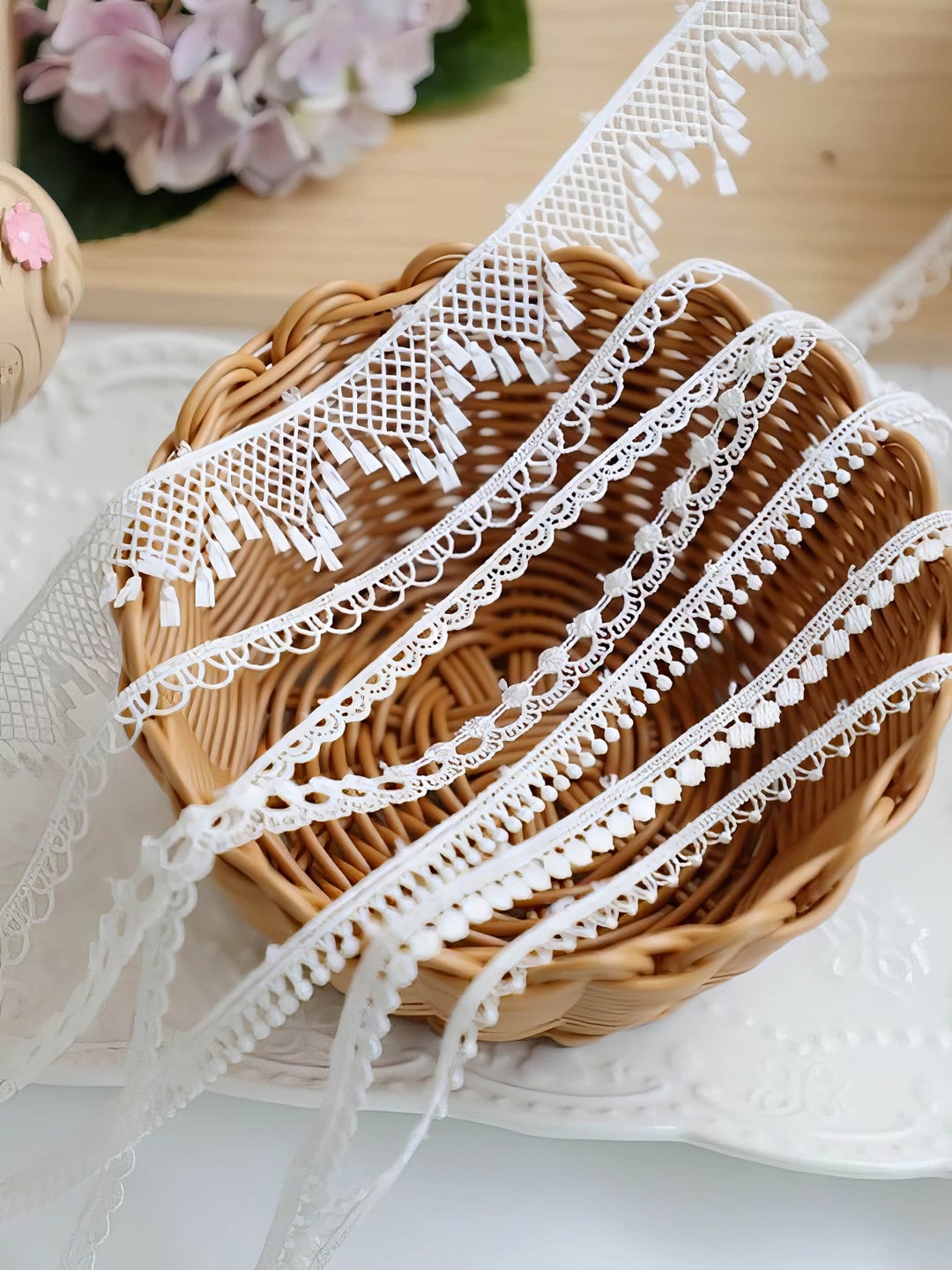 White Lace Ribbon Trim Crochet Sewing Lace Ribbon Flat Etsy