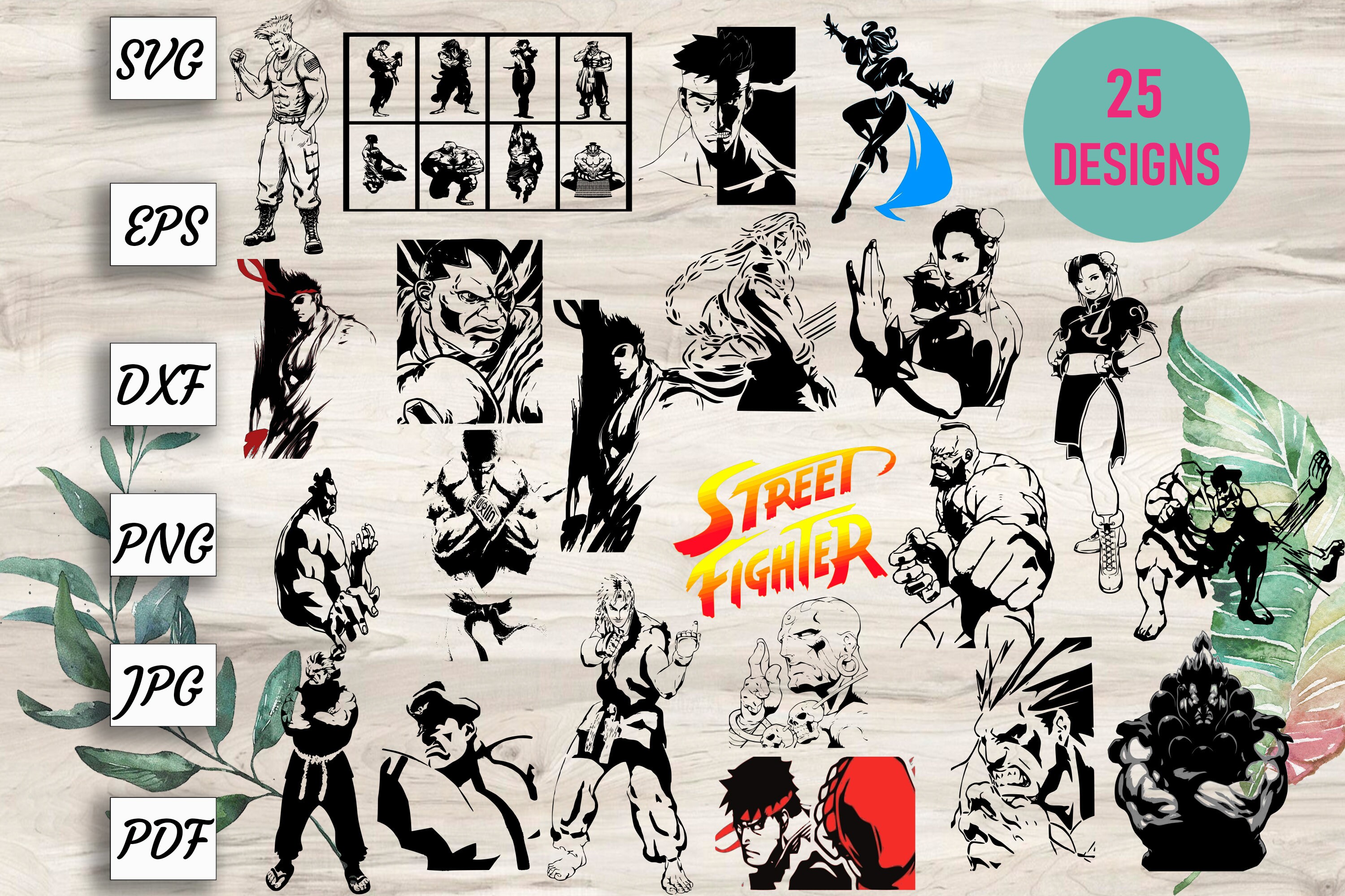 Bundle Street Fighter Svg Png Cricut Rio Chung Lee Vega Ken Etsy