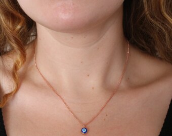 Evil Eye Charm Necklace Turkish Blue - Ayin Hara Charm Necklace - 925 Sterling Silver Gold Rose Gold Cord Necklace