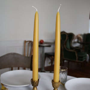 Beeswax Candles 10 inch Taper Candles - 2, 4, 6, or 12 Ct - Pure Beeswax Dripless Taper Handmade Candles