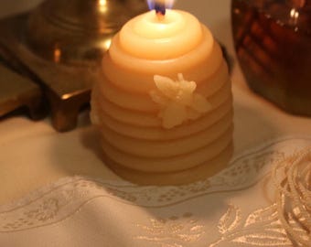 Handmade Beeswax Beehive Candle - Pure Beeswax Candle Beehive - All Natural Non Toxic Beeswax Candle - Rosh Hashanah Beehive Candle
