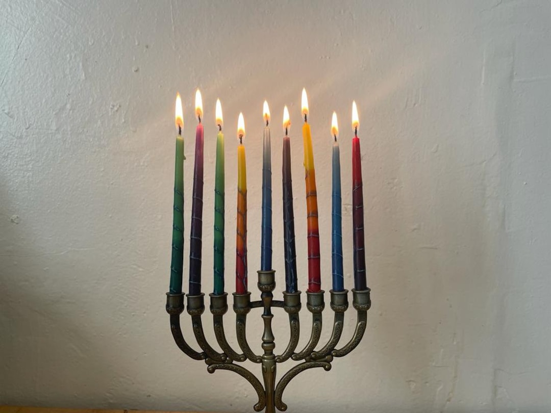 Colorful Artisanal Beeswax Chanukah Candles 44 Hanukkah Etsy UK