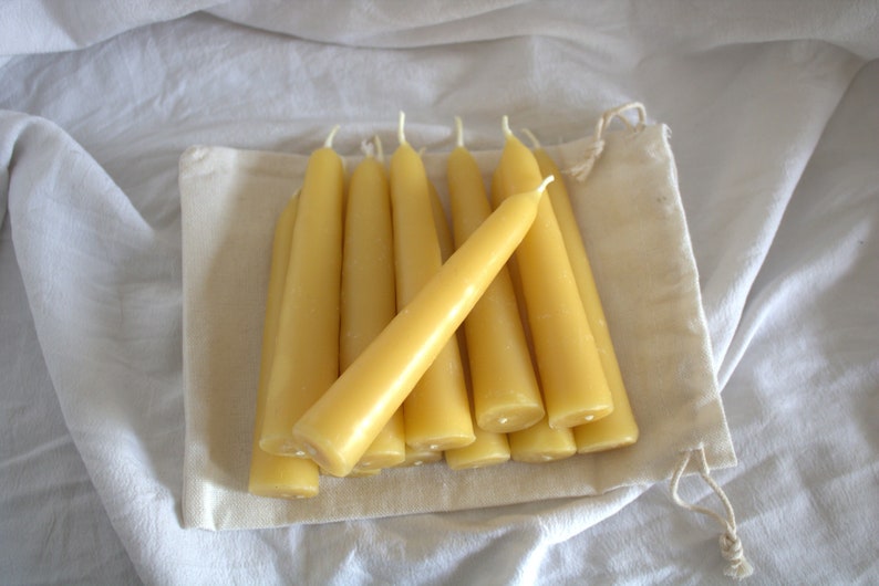 Beeswax Candles Taper Candles 2, 4, 6, or 12 Ct Pure Beeswax Dripless Taper Handmade Candles image 1