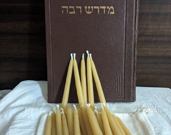 Mini Beeswax Taper Candles - Mini Shabbat Candles - Shabbat Kit Extras - 3-3.5" Candles - Pure Dripless Shabbat Handmade Kosher Yom Tov
