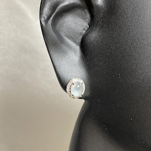1,27 Ct klasy A Birmański naturalny jadeit Jadeit i naturalne diamenty Kolczyki w 18-karatowym białym złocie Kolczyki Prezent dla niej, Powodzenia dla niej
