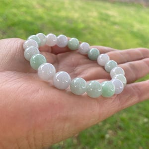 10 mm Birma Jadeite Jade Bransoletka klasy A Prezent dla niego, Prezent dla niej Powodzenia