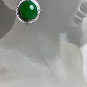 9 Ct klasy A Birmański naturalny jadeit Jadeit i naturalne diamenty Kolczyki w 18-karatowym białym złocie Kolczyki Prezent dla niej, Powodzenia dla niej