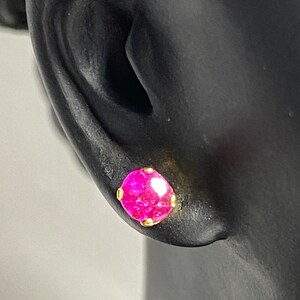 0.45 Ct Unheated Burmese Ruby Stud Earrings with 18K Yellow Gold, July Birthstone Gift for her,Gift for him.