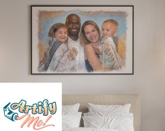 Family Portrait Digital Painting - Printed on Canvas