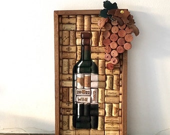 Decoración de la pared del corcho del vino, arte de la pared de madera,  regalo del