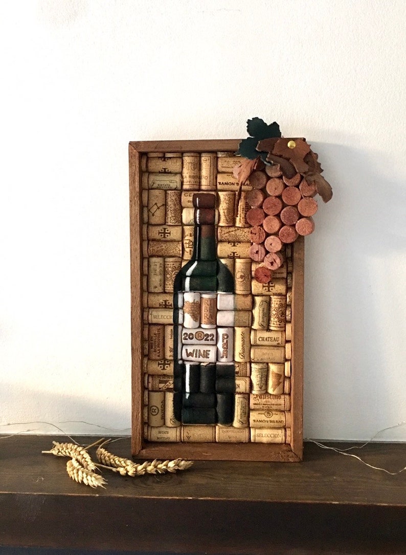 Wine Cork Wall Decor, Wood Wall Art,wine Lover Gift, Wine Cork Art, Bar Decor, Kitchen Wall Art