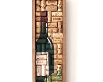 Decoración de pared con corchos de vino, corchos reciclados, regalo para amantes del vino, decoración de bar (38 x 13,5 cm)