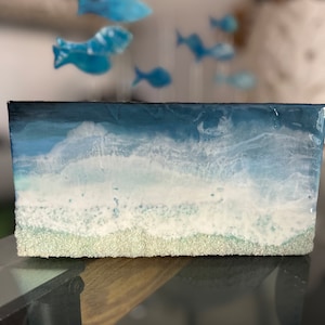 Art océanique résine époxy, art mural plage en résine, peinture 3D vagues de l'océan, vagues de la mer époxy, art mural fluide, art mural côtier, décor de plage nautique
