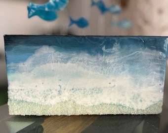 Resin Epoxy Ozean Kunst, Strand Harz Wandkunst, 3D Ozeanwelle Gemälde, Epoxy Meereswellen, flüssige Wandkunst, Küstenwandkunst, Nautische Strand Dekor