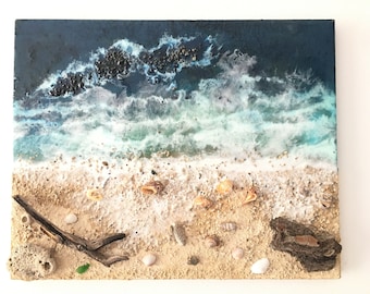 Resin Epoxy Ozean Kunst, Strand Harz Wandkunst, 3D Ozeanwelle Gemälde, Epoxy Meereswellen, flüssige Wandkunst, Küstenwandkunst, Nautische Strand Dekor