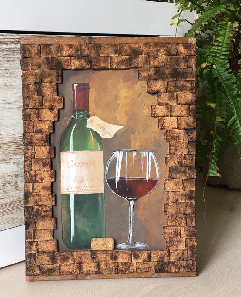 Wine Cork Wall Decor, Wood Wall Art,wine Lover Gift, Wine Cork Art, Bar Decor, Acrylic Mixed