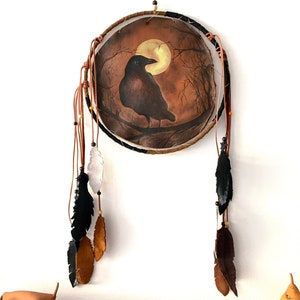 Dreamcatcher Leather, Indian Dreamcatcher Crow Leather Wall Decor, Boho Dreamcatcher Wall Hanging,Rustic Wall Decor,Dreamcatcher Native Made