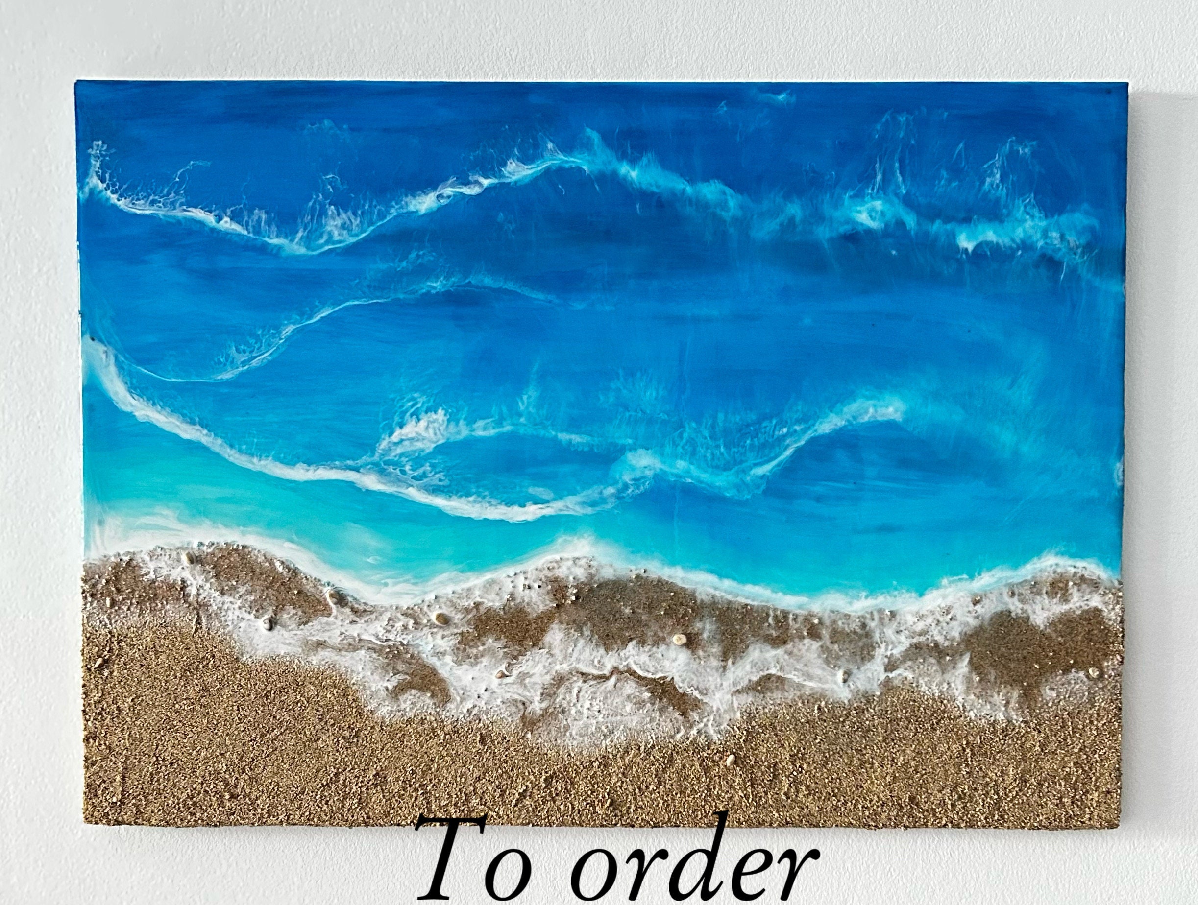 Resin Epoxy Ocean Art, Beach Resin Wall Art, 3D Ocean Wave Painting ...
