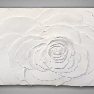 Rose,Bas relief, Sculpture Wall Art Modern Flower,Texture White Painting  Original Artwork, Floral Mural,Panel 3D Mural Small Fresco