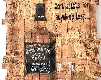 Wine Cork Wall Decor,Whiskey Lover Gift, Wine Cork Art, Bar Decor, Kitchen Wall Art, Wine Corks Wall Hanging,Whiskey Acrylic Painting Rustic