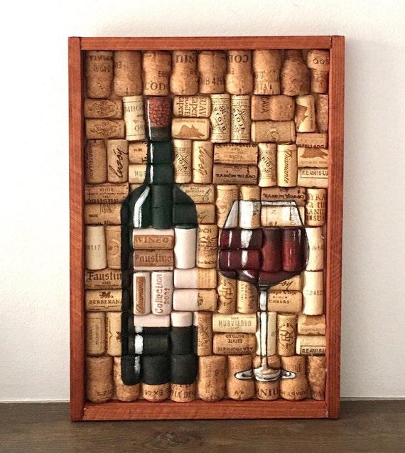 Wine Cork Wall Decor Wood Wall Art wine Lover Gift Wine Cork Art Bar Decor Kitchen Wall Art Wine Corks Wall Hanging Corks Artwork Etsy