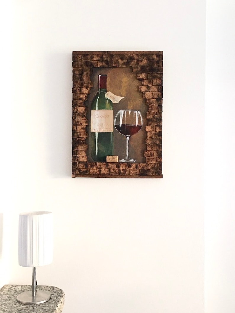 Wine Cork Wall Decor, Wood Wall Art,wine Lover Gift, Wine Cork Art, Bar Decor, Acrylic Mixed